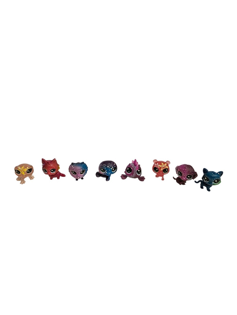 Littlest Pet Shop Lot Of 8 Mini Pets Cosmic Pounce Petal Party Galaxy Colorful